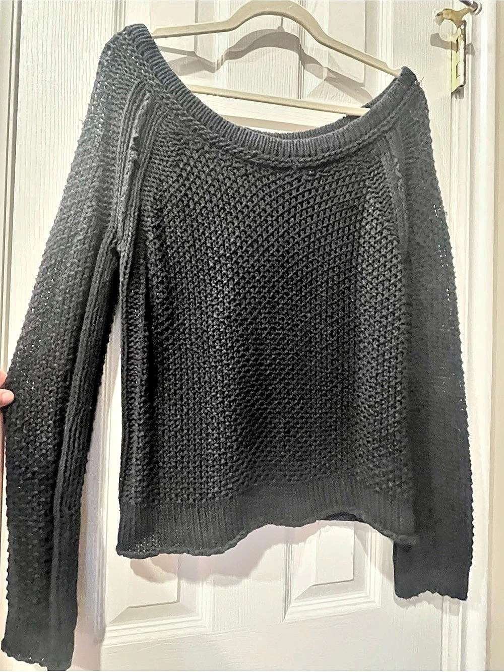Free People Textured Knit Sweater - Navy Blue - Size Small